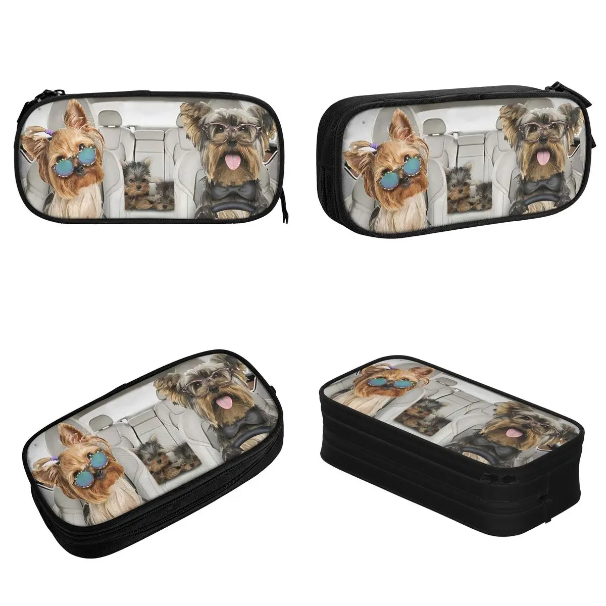 Funny Terrier Dog Pencil Cases Creative Animals Driving Pen Box Bags Student Large Storage Students School Gift Pencil Pouch