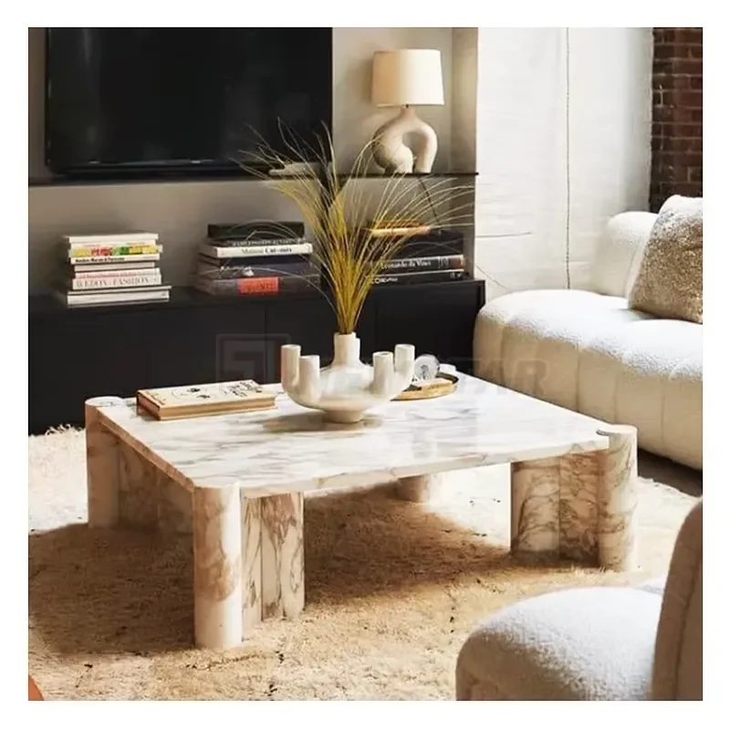 Square Rectangular Nordic Coffee Table Marble Design for Home Coffee Table square
