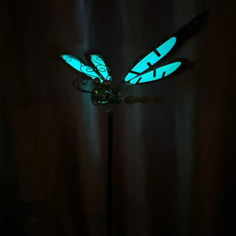 

Metal Dragonfly Garden Stake Creative Luminous Garden Pile Colorful Art Decorative Floor Plugs Courtyard