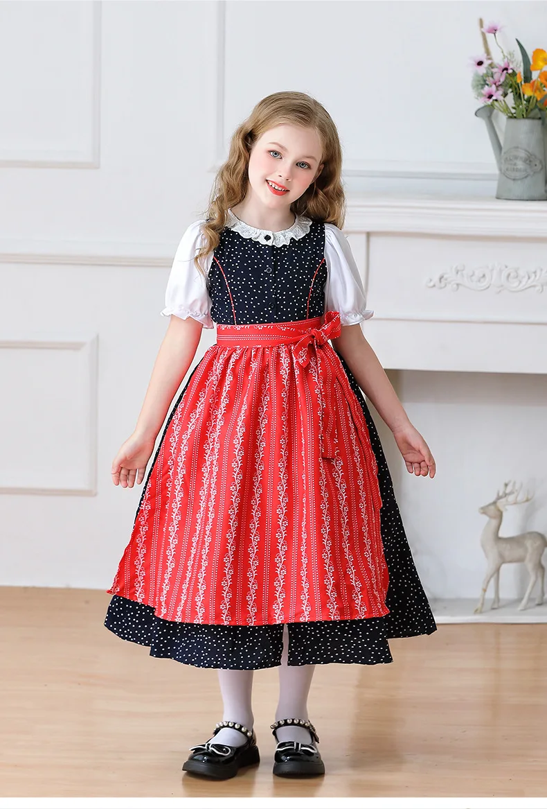Kinder Karnevalskostüm München Oktoberfest Mädchenkostüm Klassisches Alpen-Landkostüm Mädchen Paradekostüm Cosplay Festliches Kleid Party – Detail 29