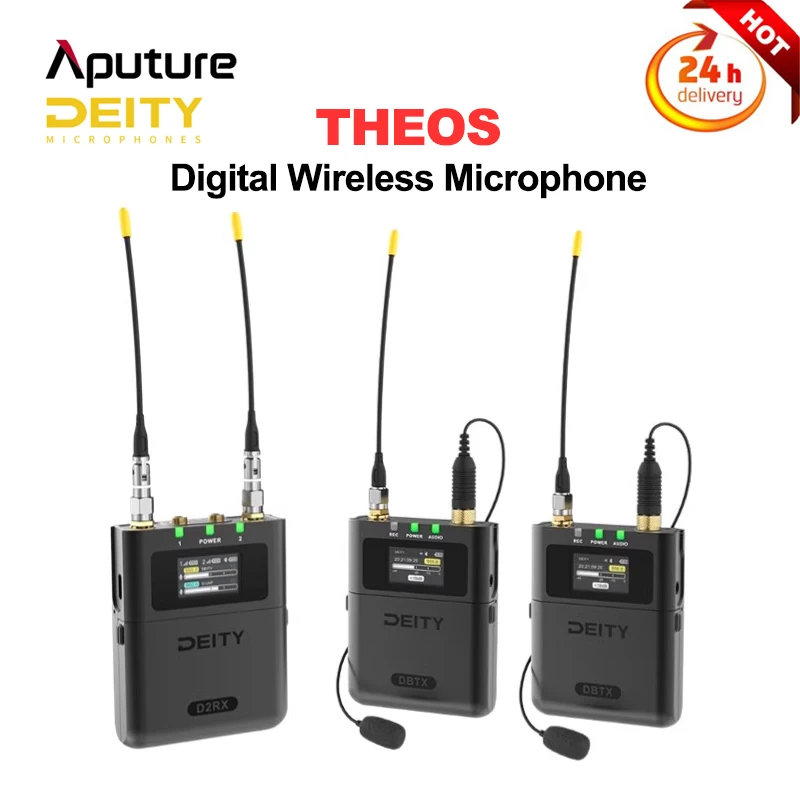 DEITY THEOS UHF Wireless Microphone System Dual Channel Digital Transmitter Receiver Built-in 32 Bit Float Alternative Recorder