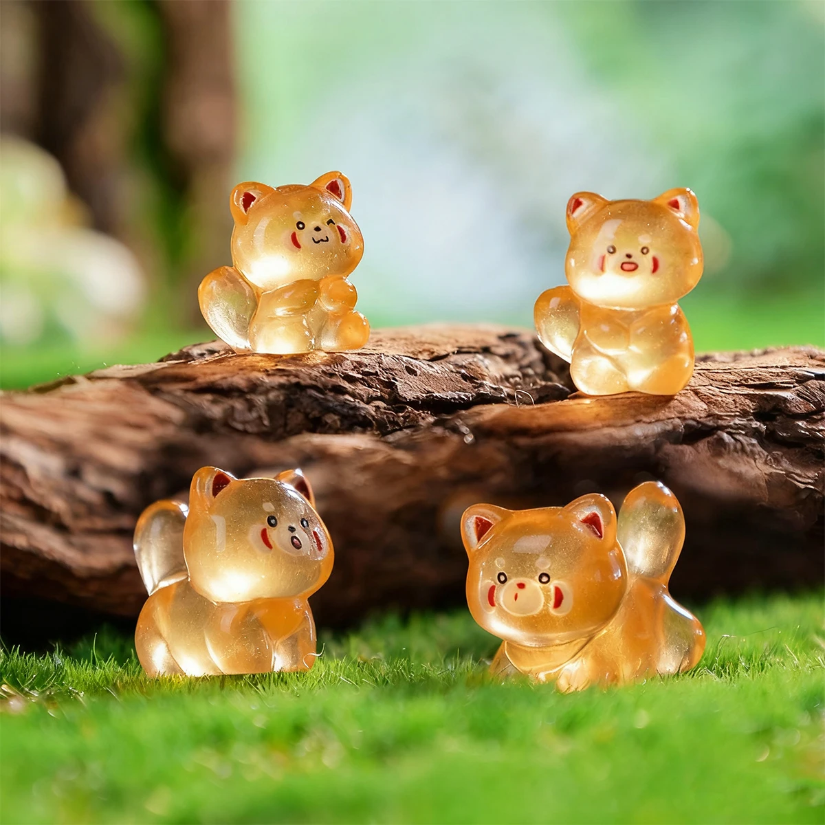 10/20 قطعة تماثيل الراكون المضيئة يتوهج في الظلام ديكور صغير من الراتنج لحديقة الجنية هدية حفلة عيد الميلاد لون عشوائي #2