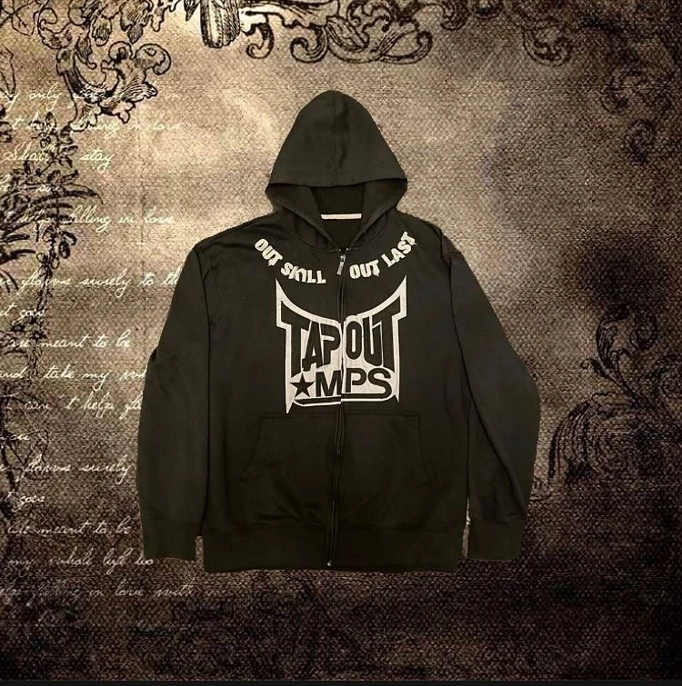 

Модная толстовка с капюшоном Tapout Fighting, кардиган на молнии, хардкор, уличный стиль, куртка с принтом «OUT SKILL OUT LAST»