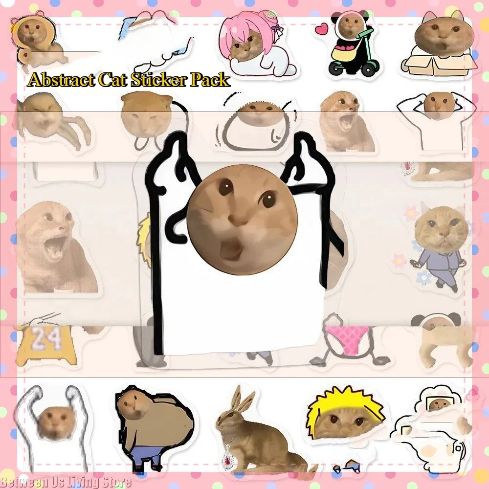 

66 шт., наклейки с круглой головкой и котом-мемом, абстрактные забавные наклейки для скрапбукинга, материал, принадлежности для рукоделия