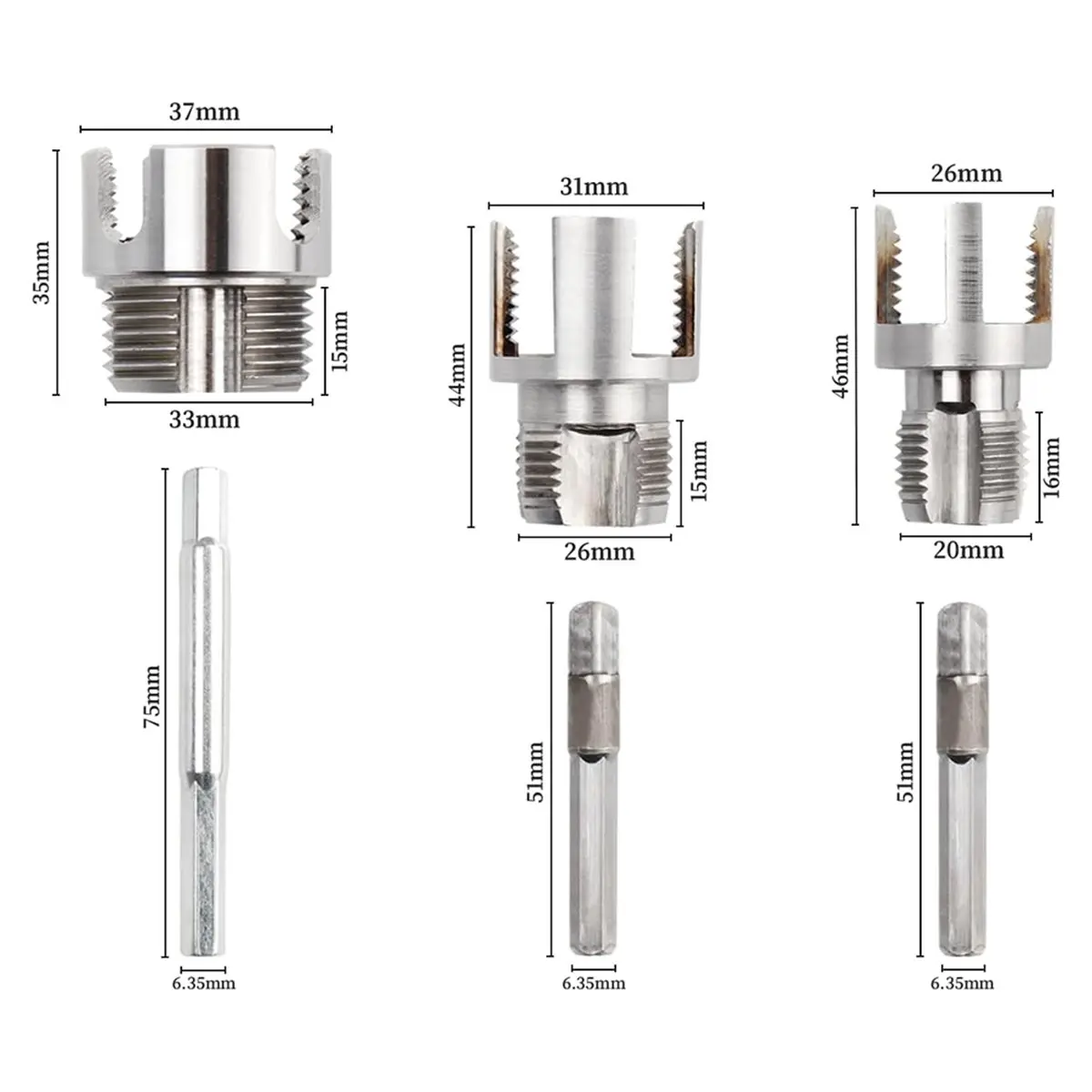 

HITL 3 Pcs Integrated Internal & External Pipe Threading Tool Dual-Function Pipe Thread Cutting Tool for 1/2" & 3/4"& 1" PVC