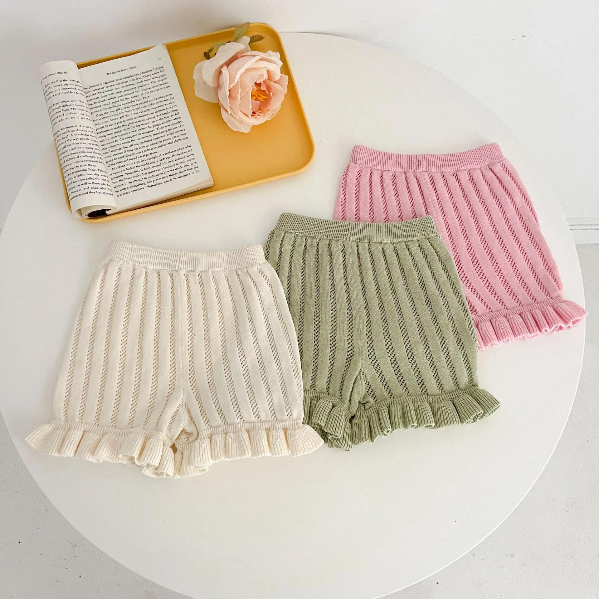 

Baby Shorts Korean Version Breathable Casual Pants Cute Lace Knit Shorts Fashionable Sweater Pants For Girls