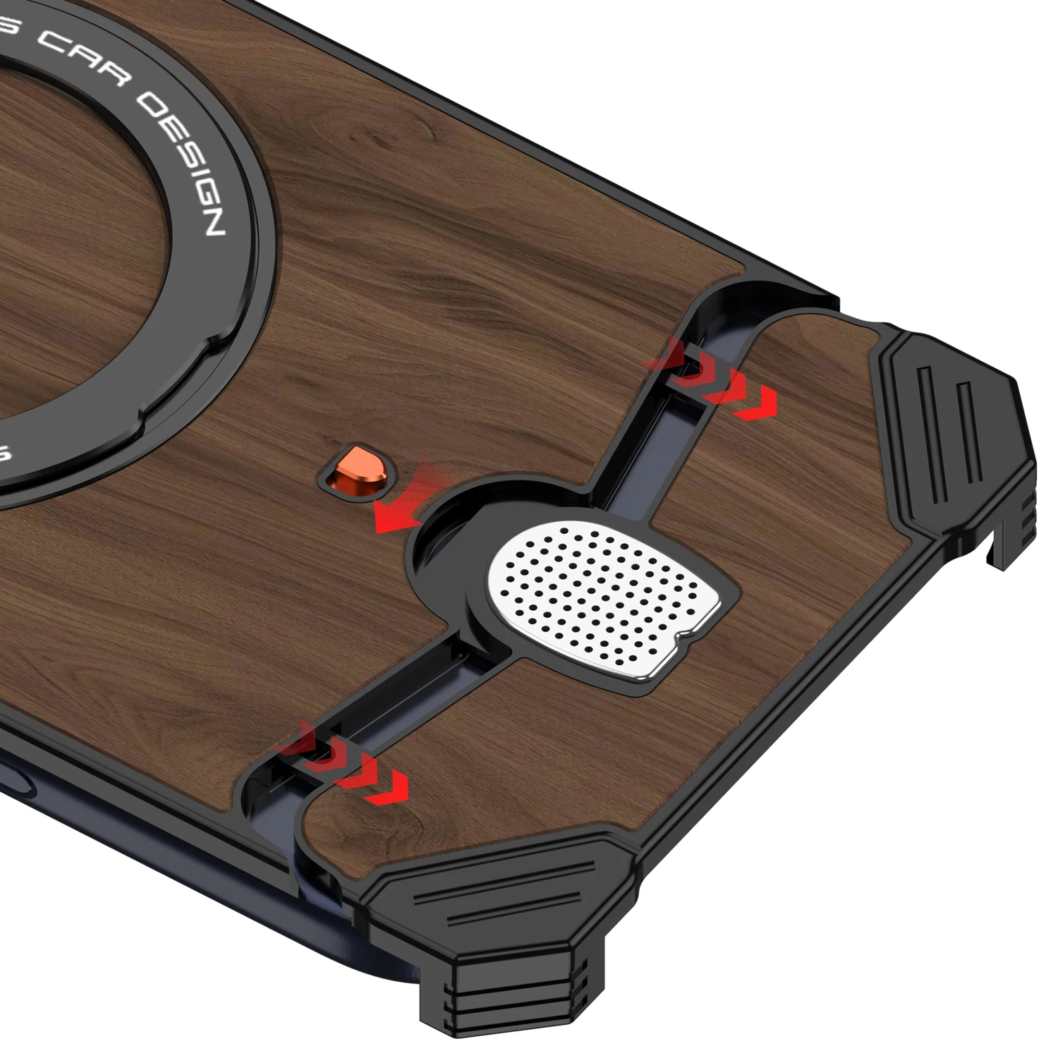 Eary Natural Wood Case for iPhone 17 Pro/17 Pro Max With 360°Rotation Ring Stand Shockproof Protective Cover Solid Wooden Design