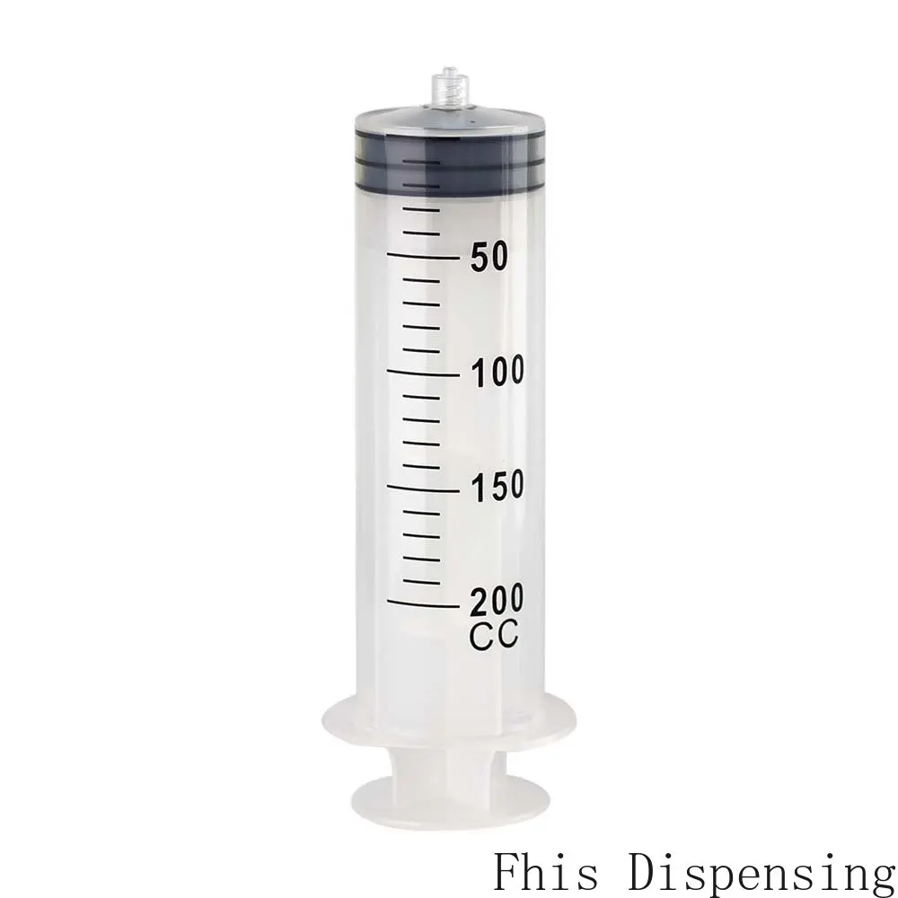 200ml 200cc Luer Lock Syringe White Pack of 2