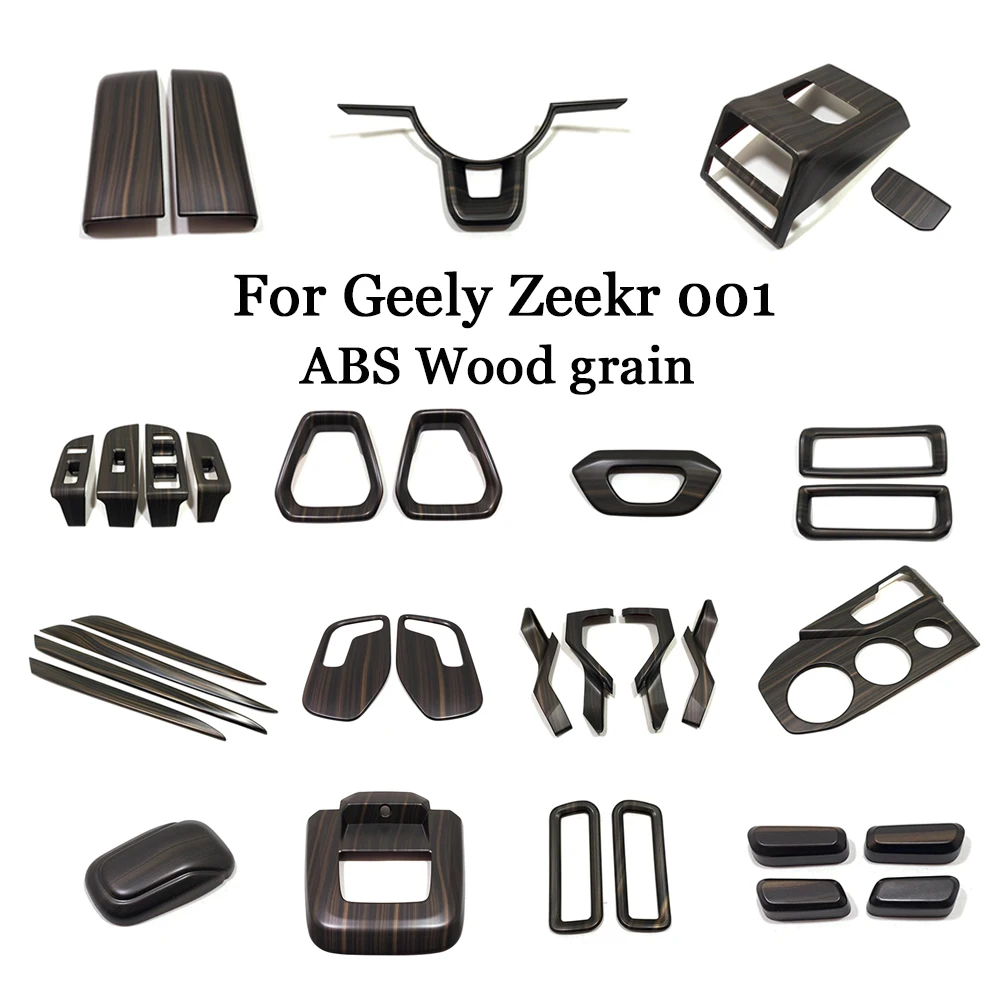 

For Geely Zeekr 001 ABS Wood grain Car Central Console Lift Panel Cover Steering Wheel Anti-kick Frame Armrest Accessories
