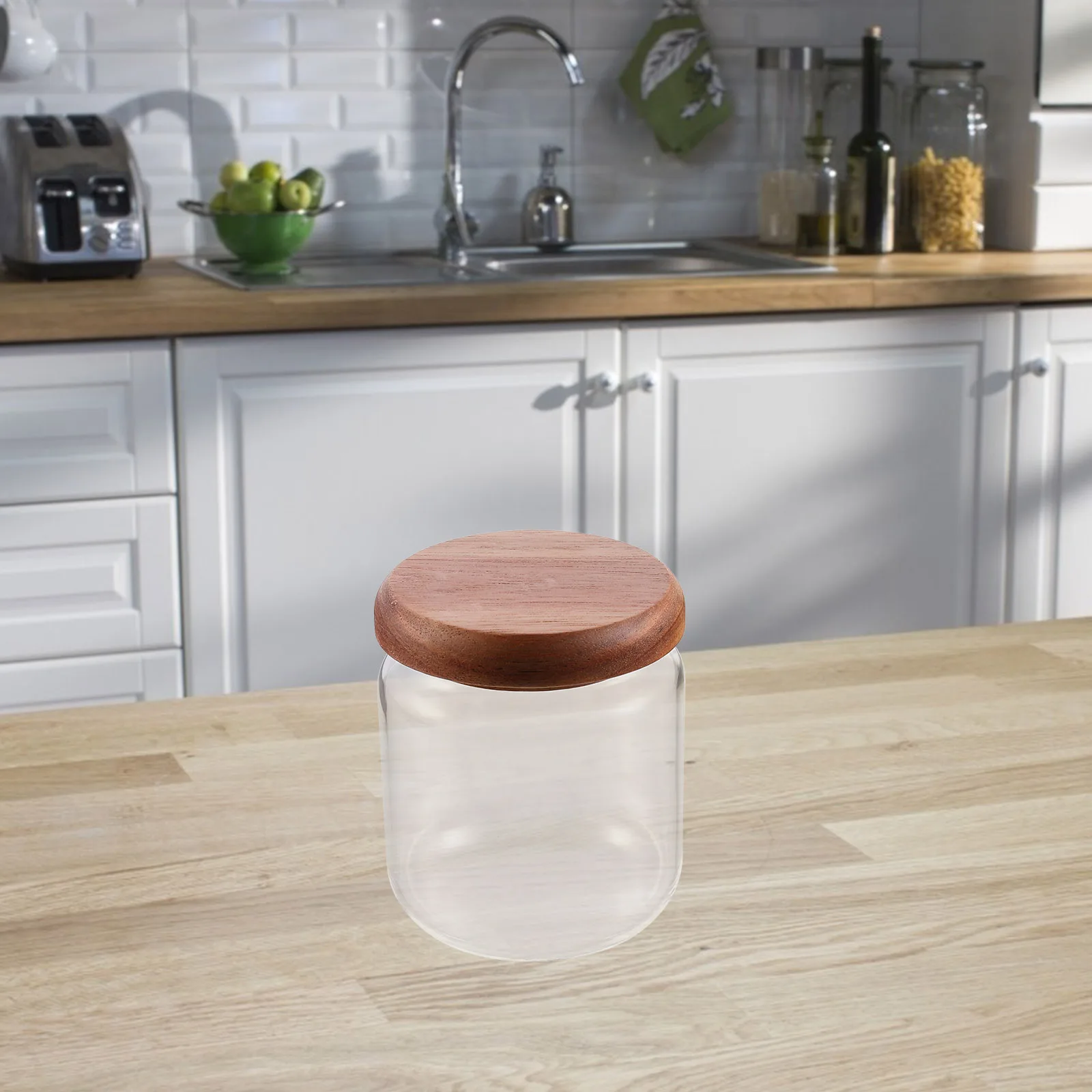 

Transparent Storage Jar 400ML Glass Containers Airtight Lids Kitchen Canisters Tea Coffee Sugar Set Dry Food Spice Solution