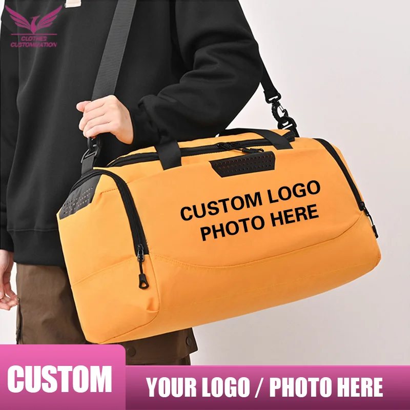 

Personalized customized Fitness Bag embroidery logo soccer bag with dry wet separation Outdoor Sports Bag print pattern text