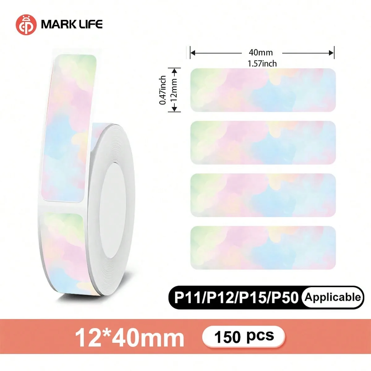150pcs Waterproof Blank Self Adhesive Assorted Stickers Removable 12x40mm Label Stickers Name Tag Bottle File Document