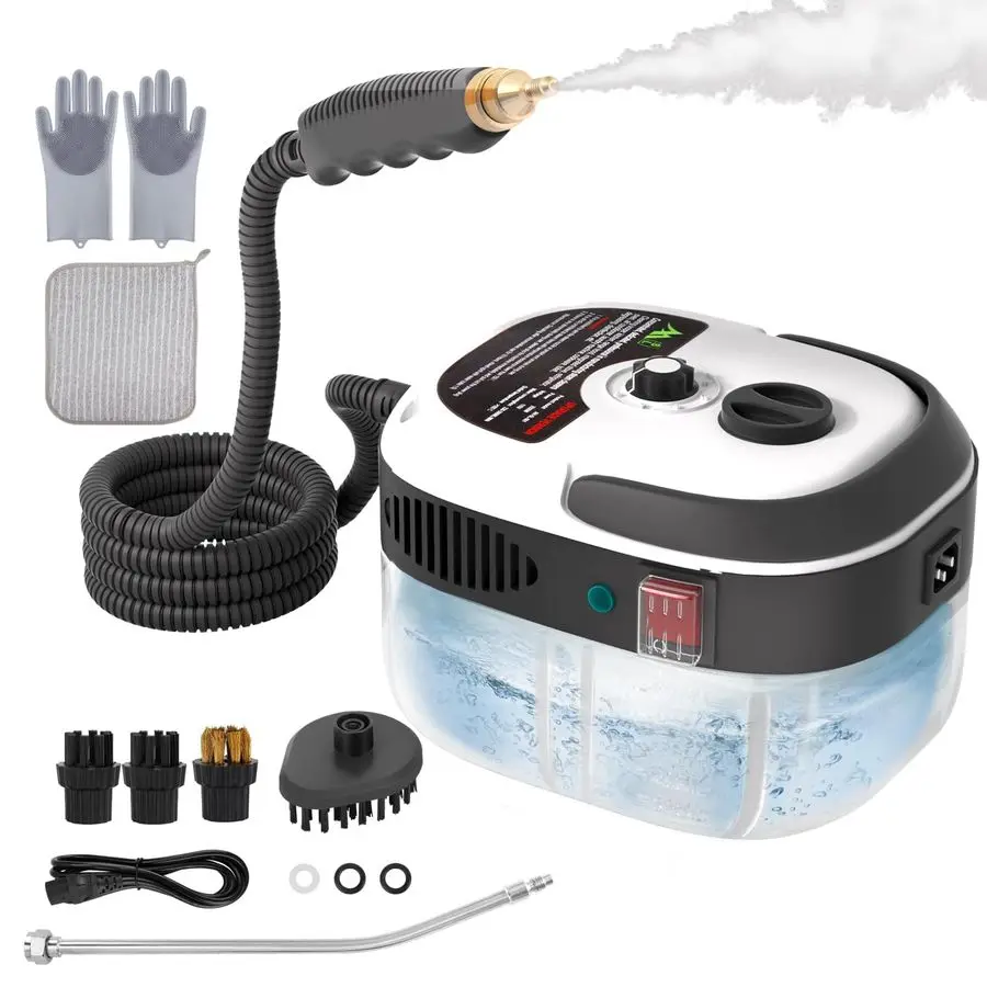 Pressurized Steam Cleaner,2500W Handheld High Temp Portable Cleaning Machine, Cleaning for Couch, Auto, Floor and More White