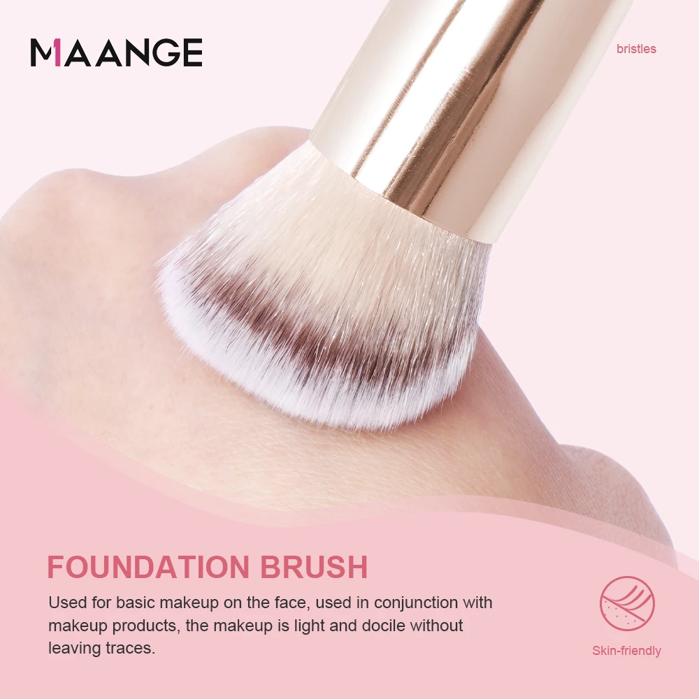 MAANGE-Ensemble de pinceaux de maquillage essentiels, manche en bois, poudre de bain, cadeau de préhension, base, haute qualité, 4 pièces