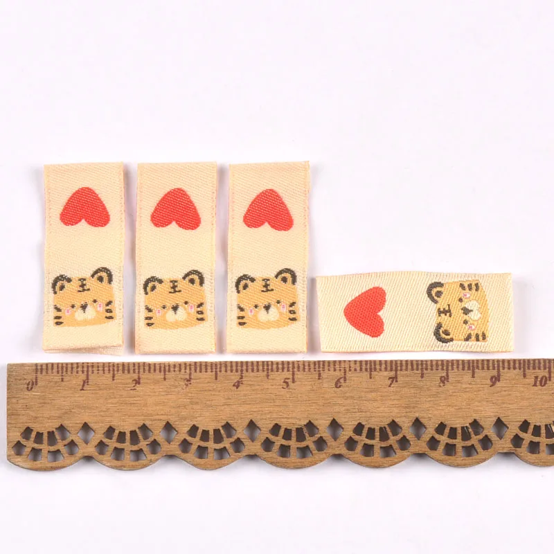 50Pcs Tiger/Chick/Panda Printed Embroidery Washable Care Label For Sewing Accessories Garment DIY Crafts Supplies Bag Shoes Tags