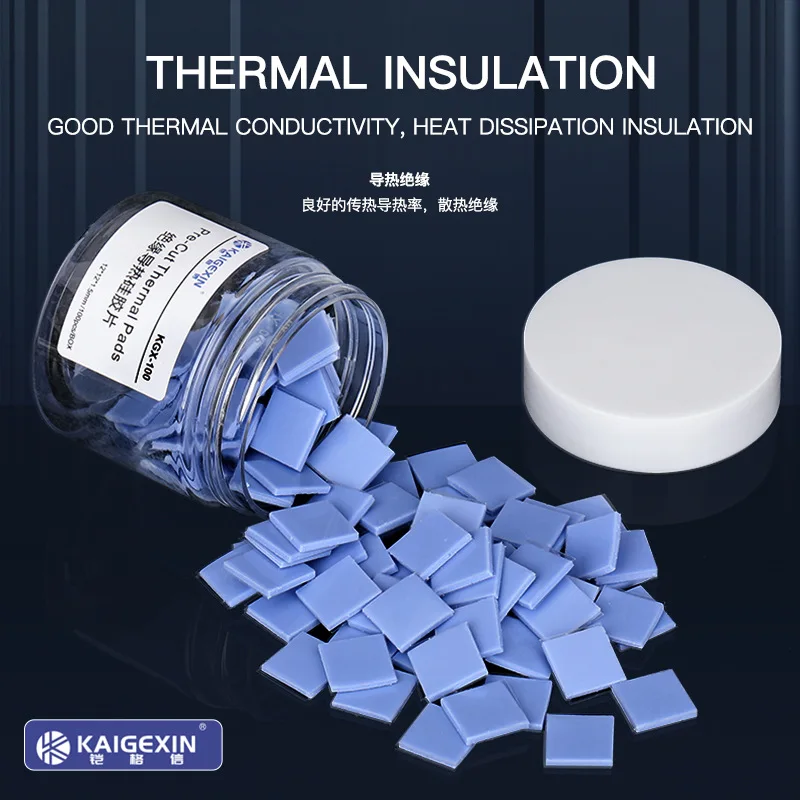 

KAIGEXIN -100PCS Pre-cut Insulating Thermal Pads for IC Chip High Thermal Conductivity Self-adhesive Repair Silicone Sheet