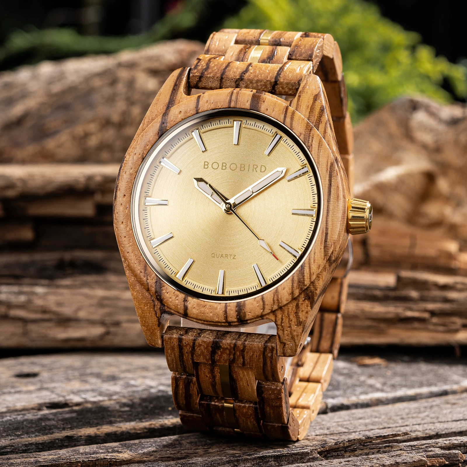 BOBO BIRD Men's Wooden Watches Luxury Original Design Quartz Wristwatch Eco-Friendly Wood Watch for Men Handcrafted Unique Gift