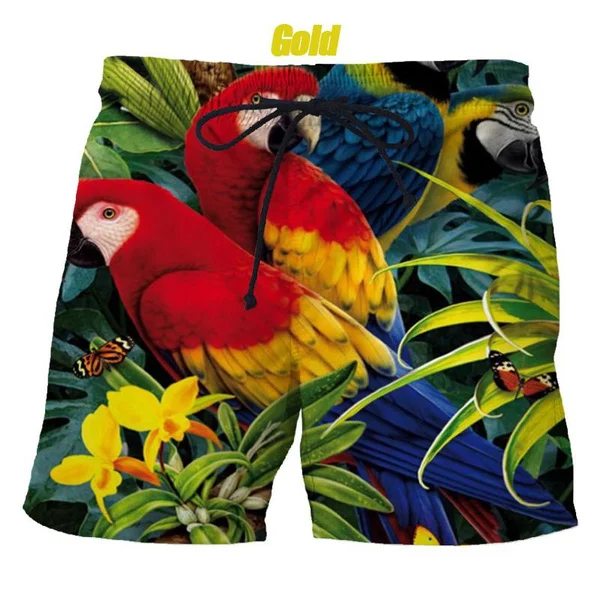 Pantalones cortos informales con estampado 3D de animales para verano, pantalón holgado con estampado de loro, para playa