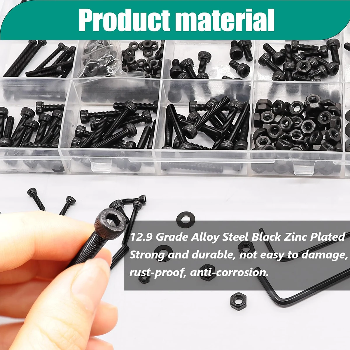450 PZ 12.9 Grado In Lega di Acciaio M3 M4 x6/8/12/16/20mm Kit Vite Esagono Incassato Vite Esagonale Combinazione Dado e Rondella