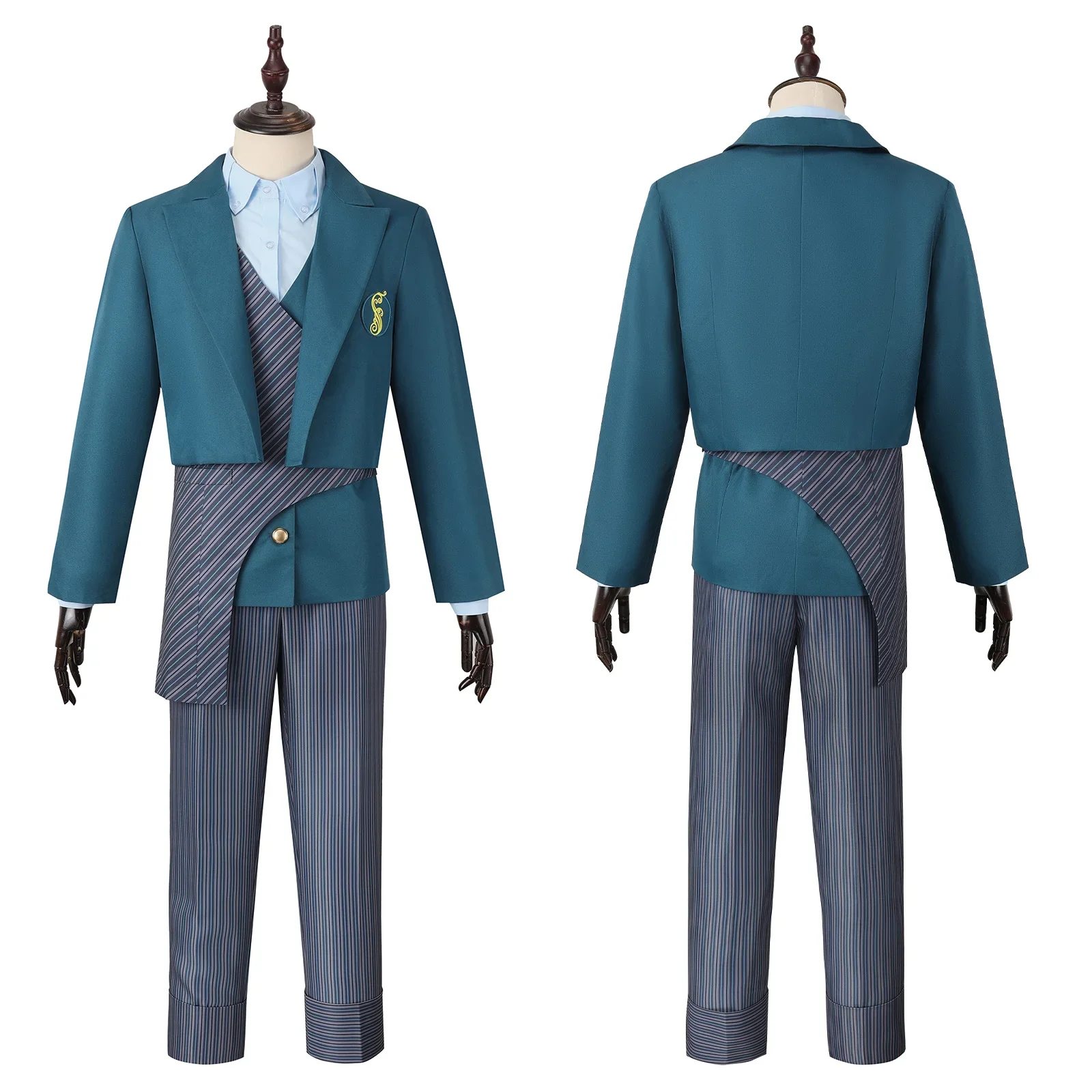 Fiyero Boq School Uniform Cosplay Costume Men Suit Striped Pants Unique Vest Musical Performance Costume Halloween Uniform Set