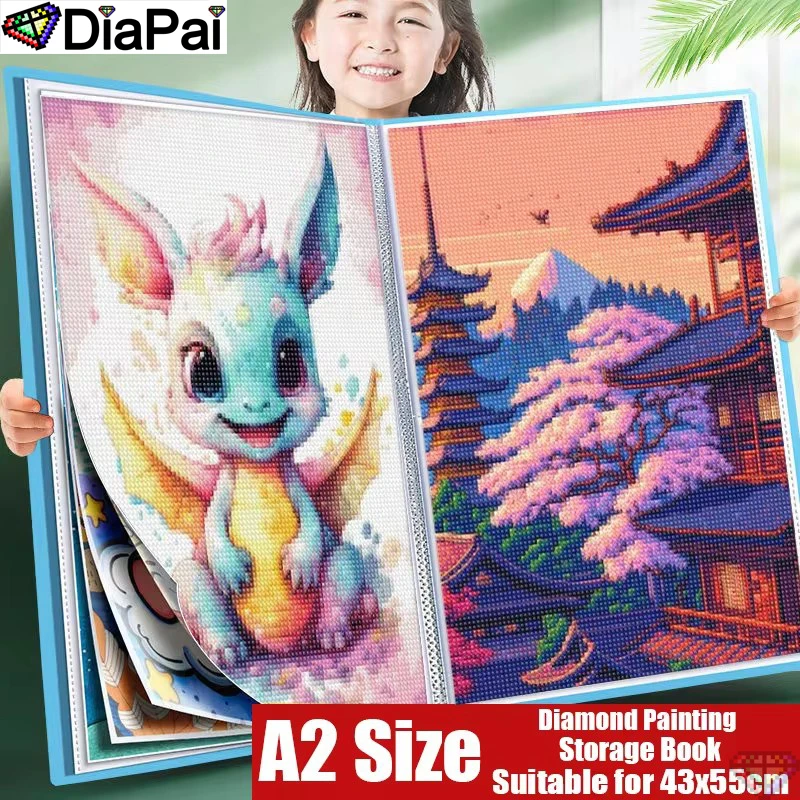 DIAPAI A2/4K Large Size Diamond Painting Art Storage Book -40 Pages Holds 80 Paintings, Perfect Organizing Display Masterpieces