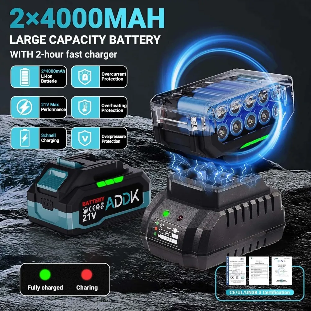 مجموعة مفاتيح ربط لاسلكية ذات عزم دوران عالي مع بطارية 4.0 أمبير في الساعة، مسدس كهربائي بدون فرش مقاس 1/2 بوصة للتطبيقات الثقيلة #5