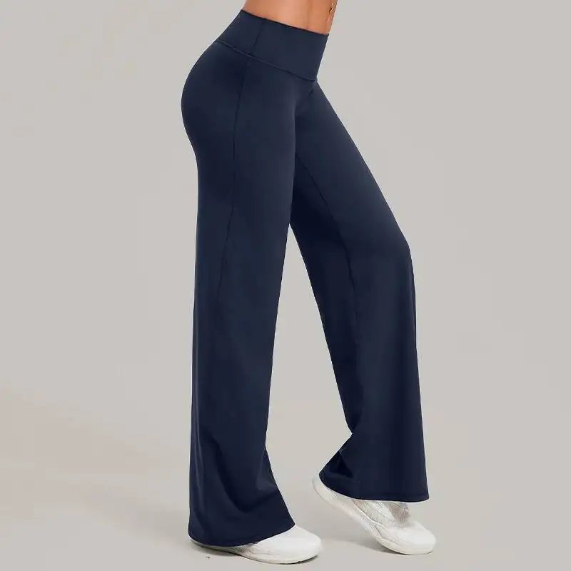 

Women Straight Leg Sports Pants Gym Clothing Naked Feeling Compression Wide Leg Yoga Leggings Pilates Fiess Tights