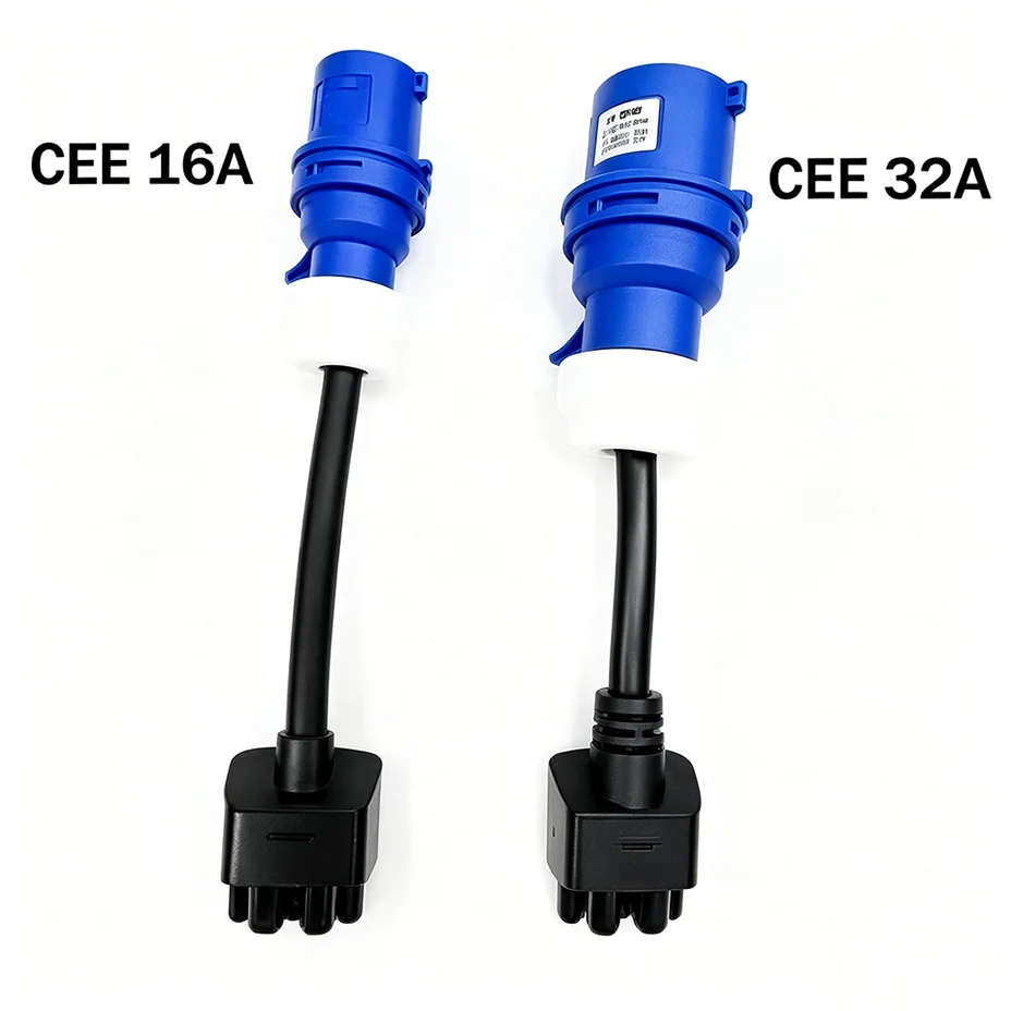 32A/16A 3-poliger blauer CEE-Adapter für Tesla Model S,3,X,Y Gen 2 EV-Ladegerät, Verlängerungskabel-Anschluss, 240-V-Steckdose – Detail 1