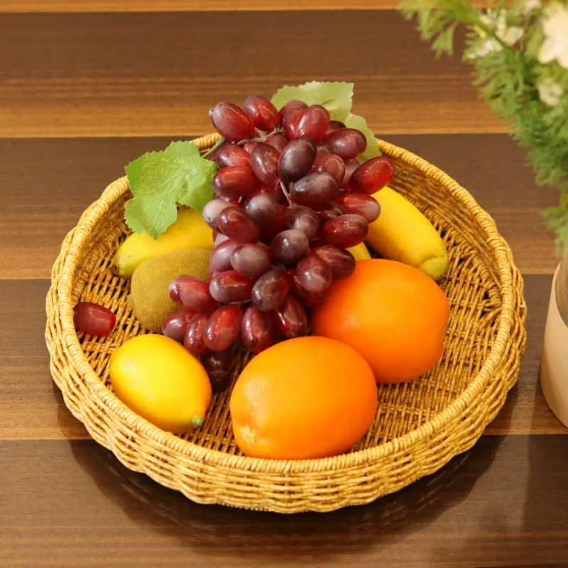 

Circular Fruit Basket Living Room Restaurant Vine Weaving Snack Basket Fruit Basket