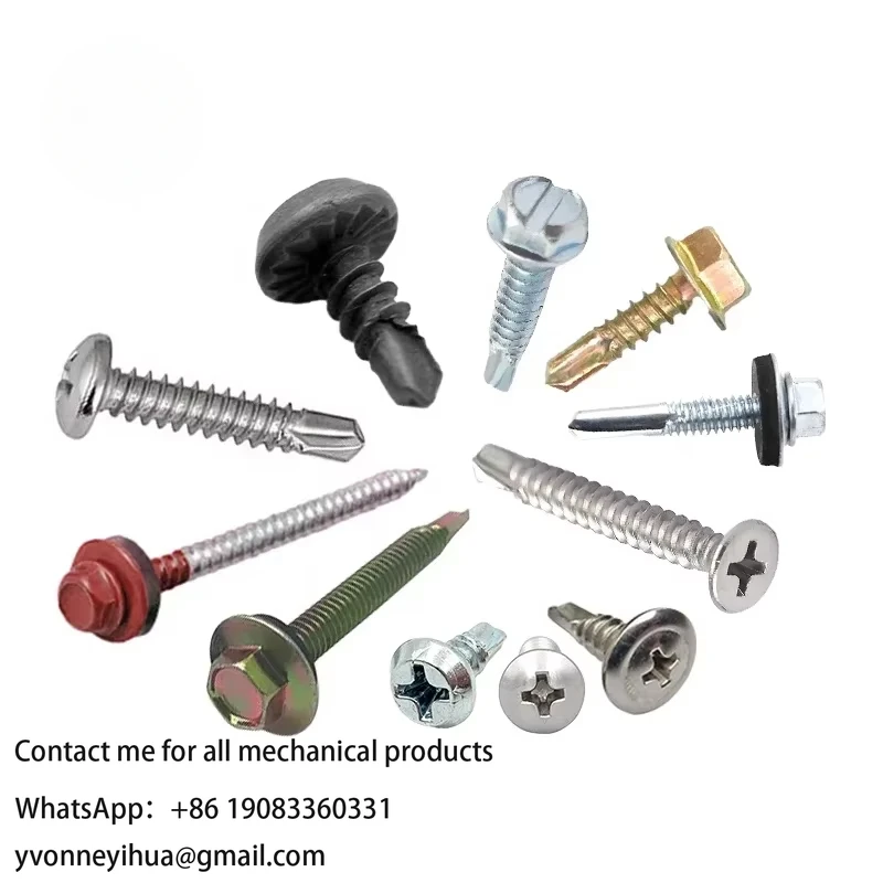 

Countersunk Truss Wafer Pan Head Self Drilling Screws Blue Zinc White colored Slotted Hex Flange Head Roofing Screws With Washer