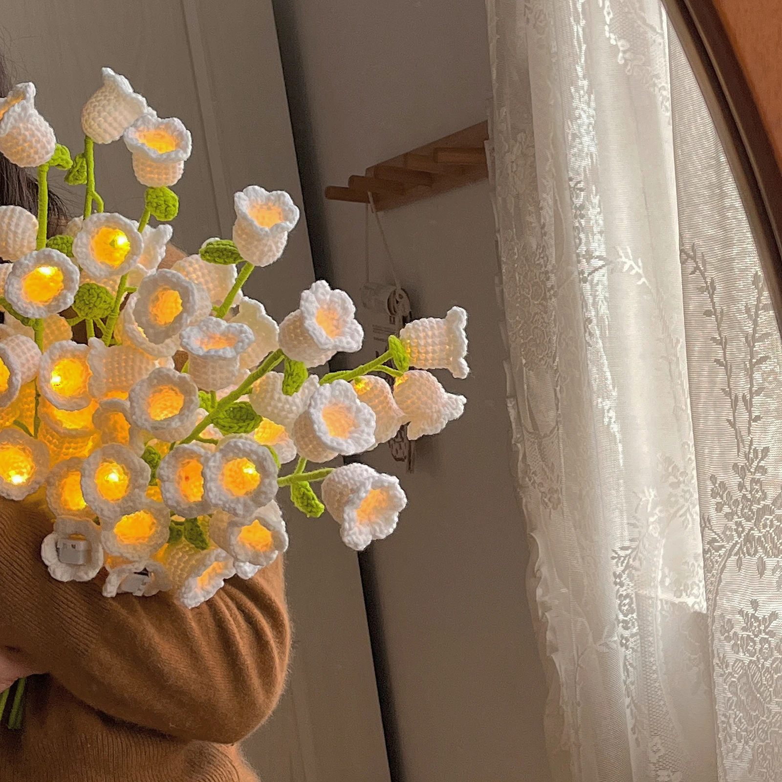 Guirnalda de luces LED de noche de lirio de los valles, guirnalda de luces de cadena de hadas, regalo hecho a mano, lámpara de flores, Decoración de cumpleaños de boda, habitación del hogar, D5