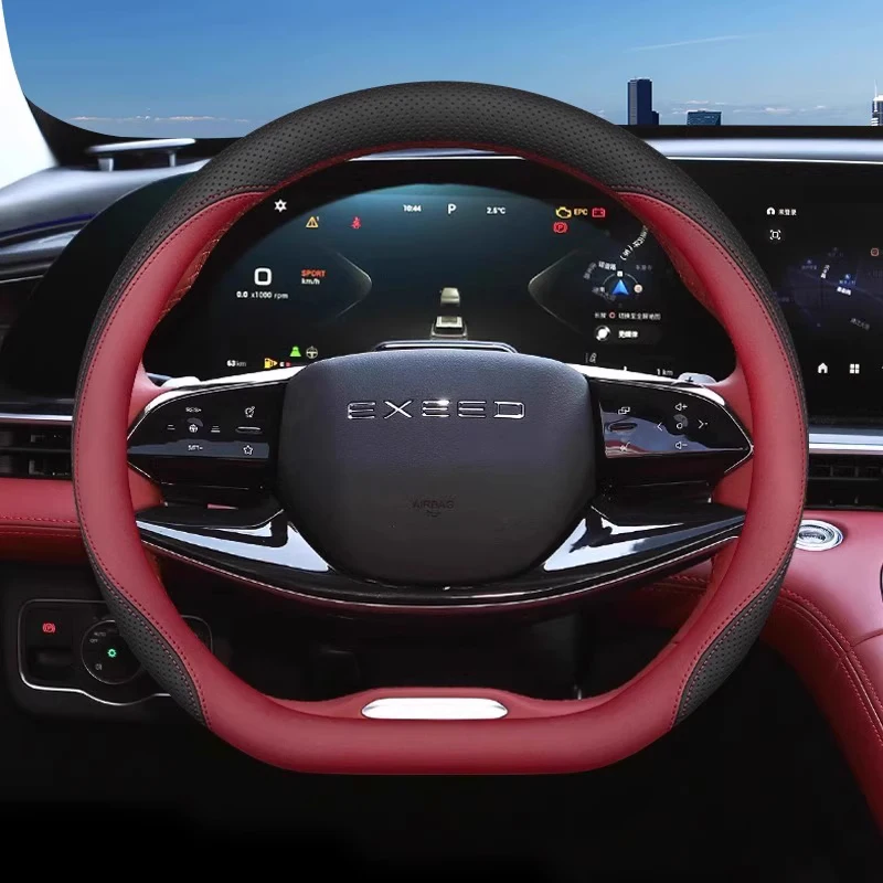 

For EXEED RX VX TXL Stellar Vantas Stellar CDM Universal Car Steering Wheel Cover D-type Interior Accessories Genuine Leather