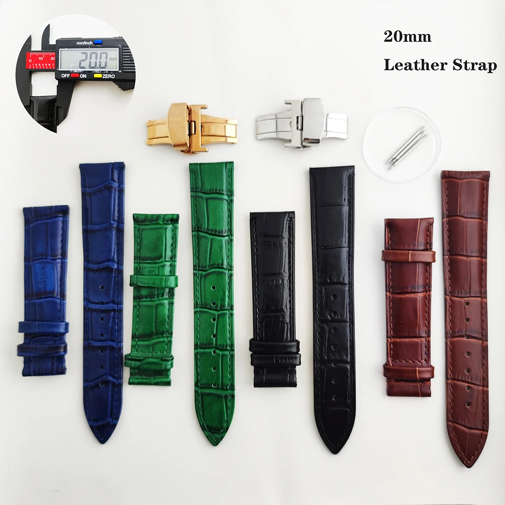 

20mm Leather bracelet Fit 40mm NH35 Cocktail Time Presage Watch Case Folding Buckle Leather Strap Series Watch Accessories Tool