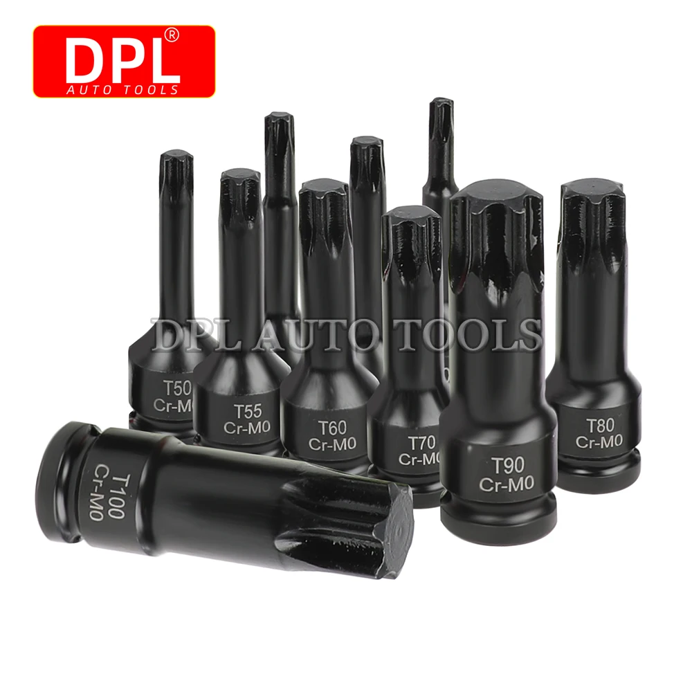 10pcs 1/2 Inch Drive Impact Torx Star Bit Socket Sets T30-T100 Socket Bits Set T30 T40 T45 T50 T55 T60 T70 T80 T90 T100