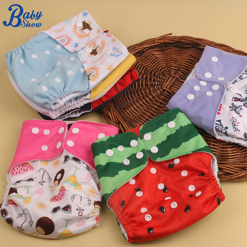 Babyshow 1PC Baby Cloth Diapers Reusable Washable Waterproof Pocket Nappy Pants Adjustable Ecological Diapers for 3-15KG Kids