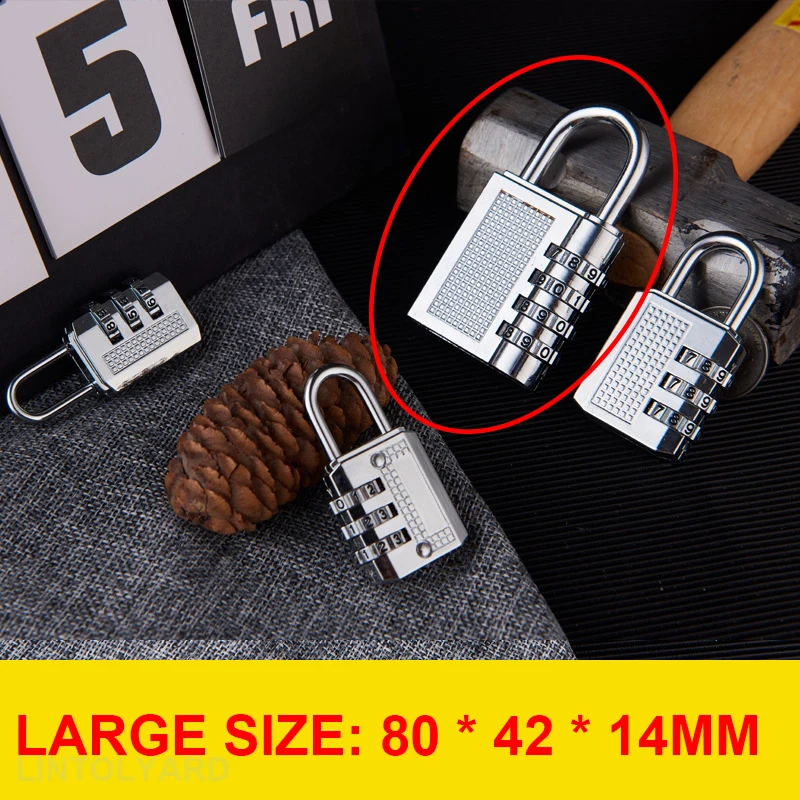 4 Dial Digit Combination Lock Outdoor Safely Code Black Heavy Duty Weatherproof Security Padlock for Luggage Zipper Cabinet