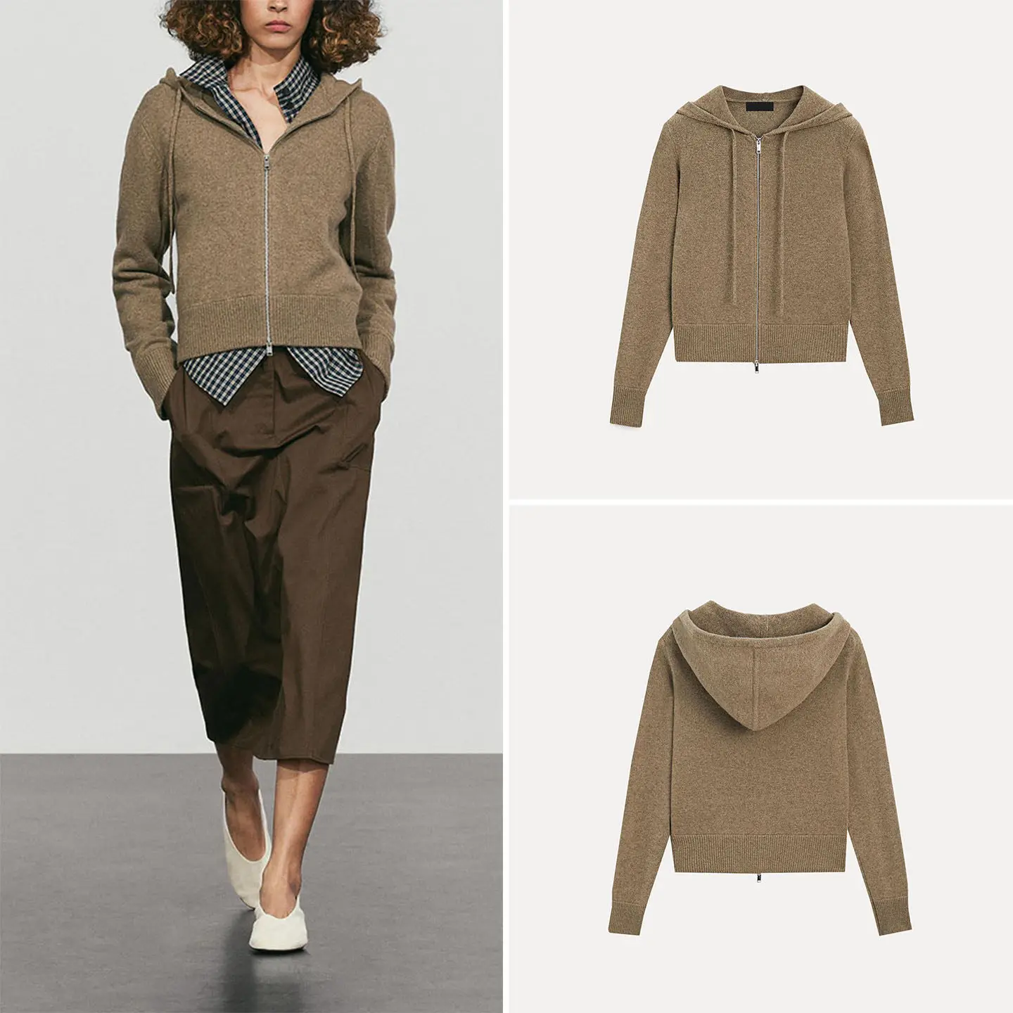 ZADATA Women's Knitted Hoodie Intellectually Casual Style Long Sleeve Open Cardigan Autumn 2026 New Fashion Chinese Origin