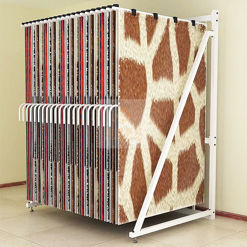 Flip-type carpet display stand, which belongs to a hanging bracket, is used for carpet display 4