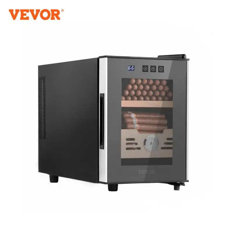 VEVOR Electric Cigar Humidor 16L Cigar Humidor Cabinet  Spanish Cedar Wood & Tempered Glass & LED Light Cigar Humidor