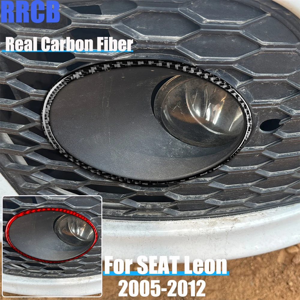 Real Carbon Fiber Car Accessories Fog Lights Trim Soft Cover Sticker For SEAT Leon MK2 2005 2006 2007 2008 2009 2010 2011 2012