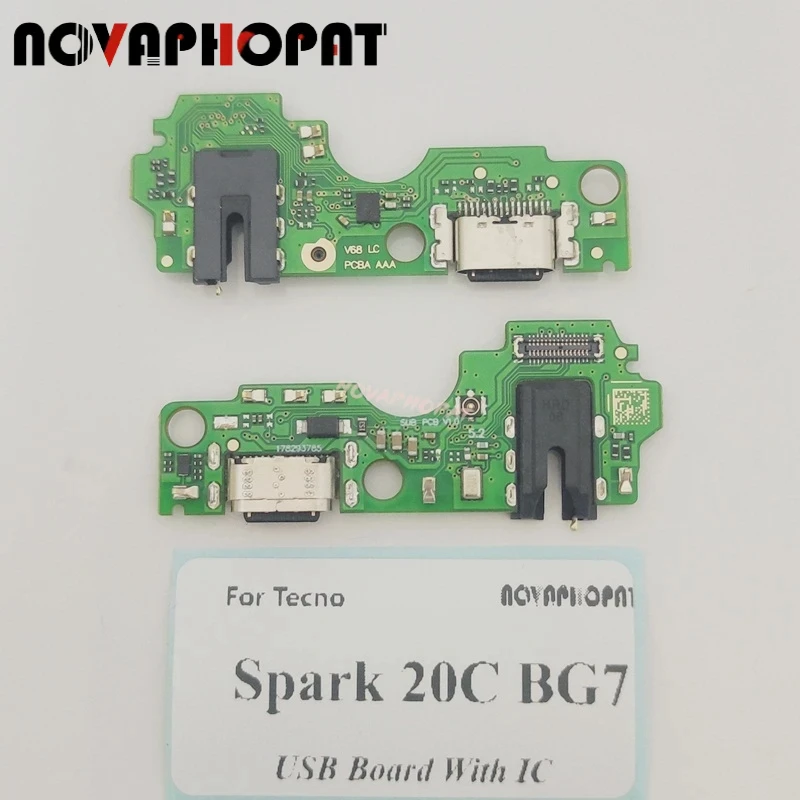 For Tecno Spark 20C BG7 BG7n USB Dock Charger Port Plug Headphone Audio Jack Microphone Charging Board With IC