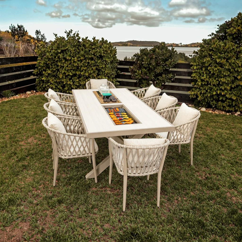 Modern Design Stackable Rattan Garden Chair And Aluminum Dining Table Outdoor Furniture For Courtyard Hotels Parks Apartments