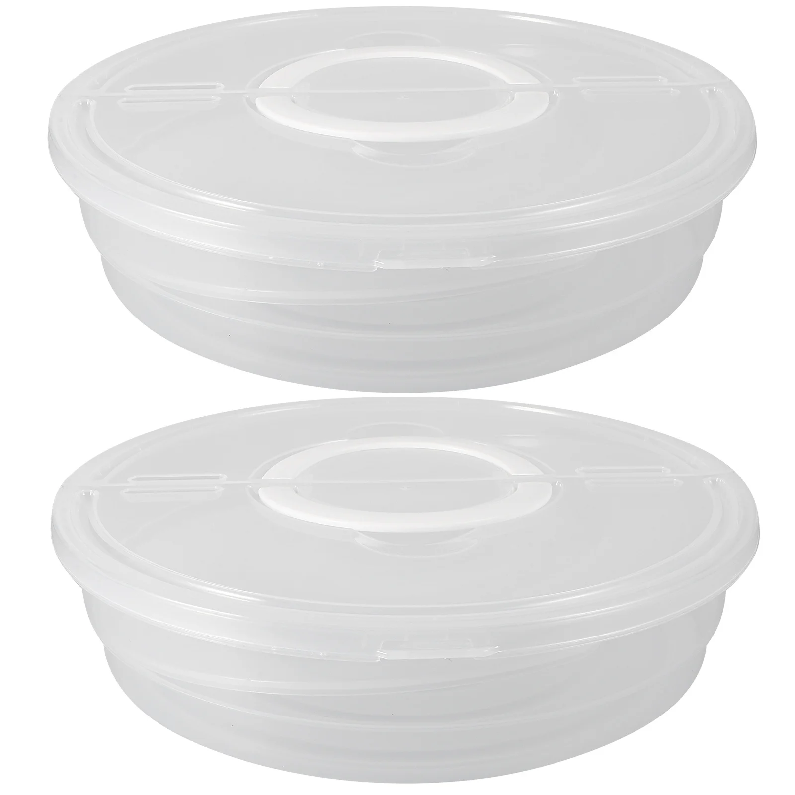 

2pcs Food Storage Containers Clear Stackable Pie Keeper With Handles Reusable Cake Carrier Transparent Dessert Boxes Bread