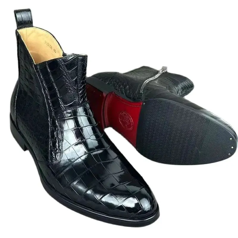 BATMO 2023 new arrival Fashion crocodile skin Boots men,real leather martens PDD281