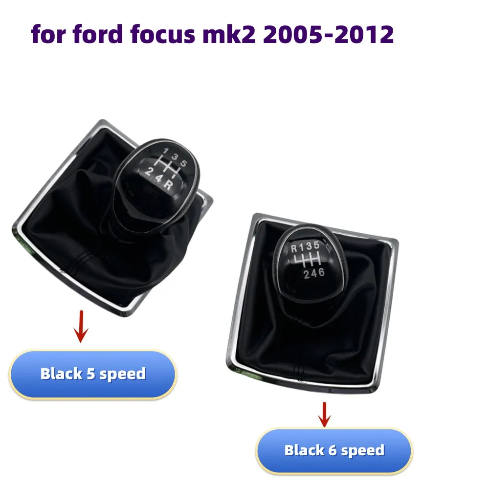 5/6 Speed Gear Shift Knob Lever HandBall Gaiter Boot Leather Cover For Ford Focus 2 MK2 2005-2012 Car Accessories