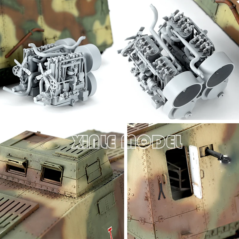 MENG TS-017S ドイツ軍 A7V 戦車 (クルップ) & エンジン 限定版 1/35 スケール モデルキット DIY おもちゃ