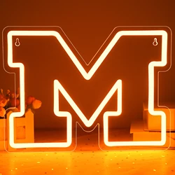 College Neon Signs Michigan Neon LED Sign Football Team Logo Neon Sign for Room Decor City Name Light Sign for Man Cave