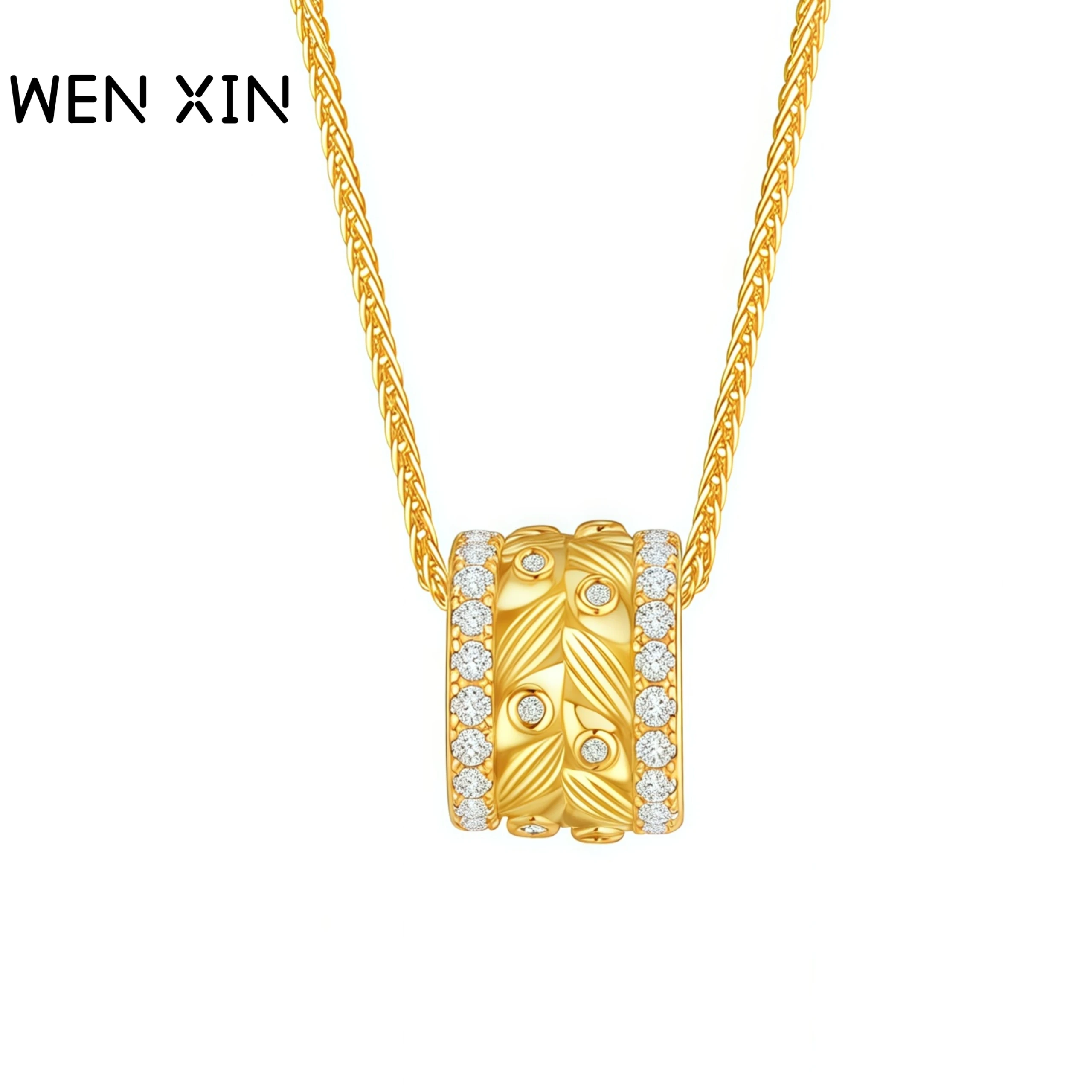 

WENXIN брендовый роскошный высококачественный кулон с золотыми пшеничными ушками, ожерелье из стерлингового серебра 925 пробы, женские ожерелья, ювелирные изделия