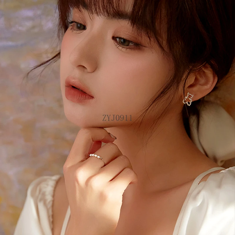 S925 حبة خاتم المرأة فضة خاتم ضوء الأزياء الفاخرة شخصية الذيل الدائري