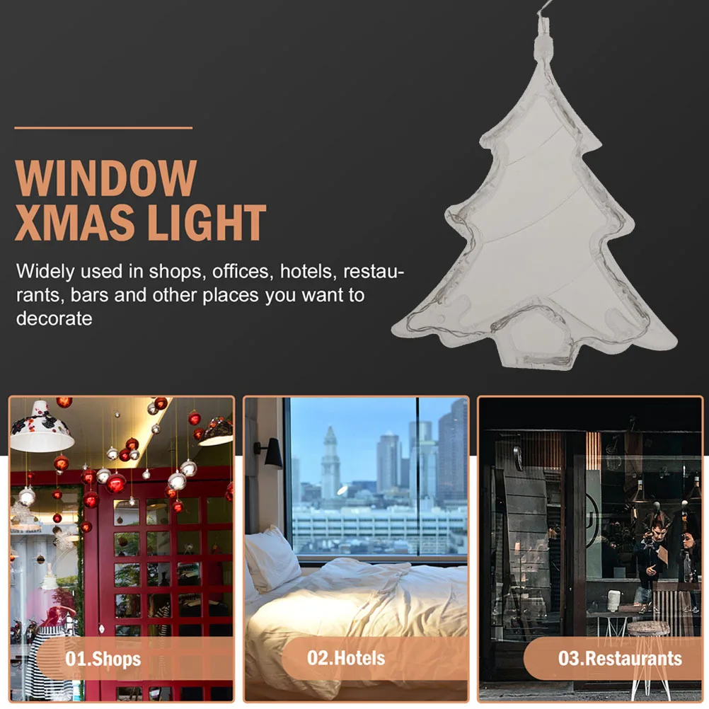 

8 LED Christmas Tree Window Lights Indoor Holiday Party and Decorations Hanging Decorative Festive with Suction Cup
